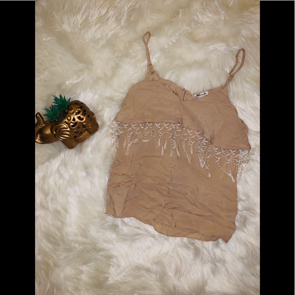NWOT Marineblu Beautiful taupe boho cami top